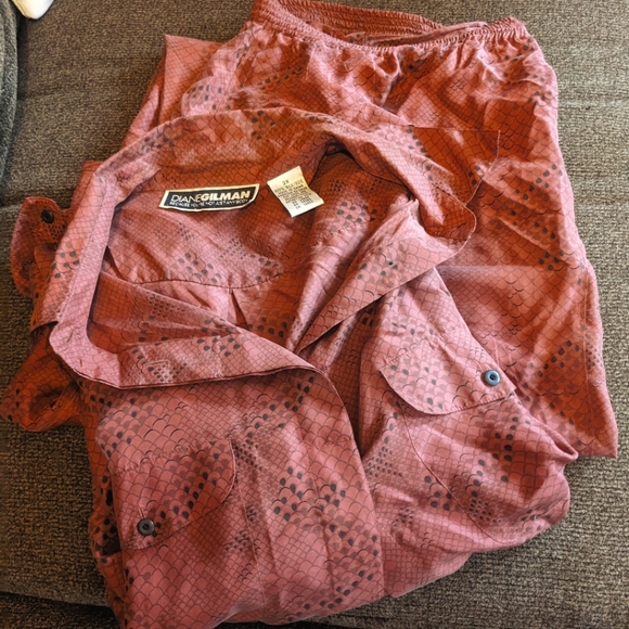 Diane Gilman mauve silk snakeskin print matching vintage set - Picture 1 of 15
